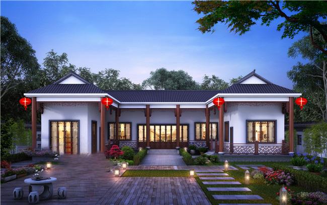 中式风格三合院轻钢别墅
